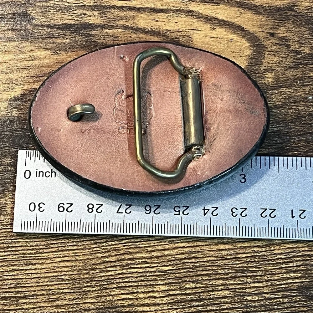 VTG GABC Rare Leather Fire Dept Maltese Cross Belt Buckle Firefighter 1980s USA